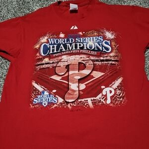Phillies Roster On Back 2008 World Series Champions Fall Classic Red Size Medium